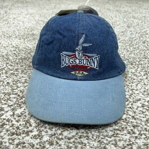 Vintage Looney Tunes Bugs Bunny Hat Cap Strap Back Blue Mens Embroidered 90s